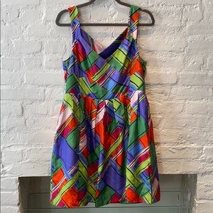 Leifsdotir colorful plaid silk pleated dress sz 10